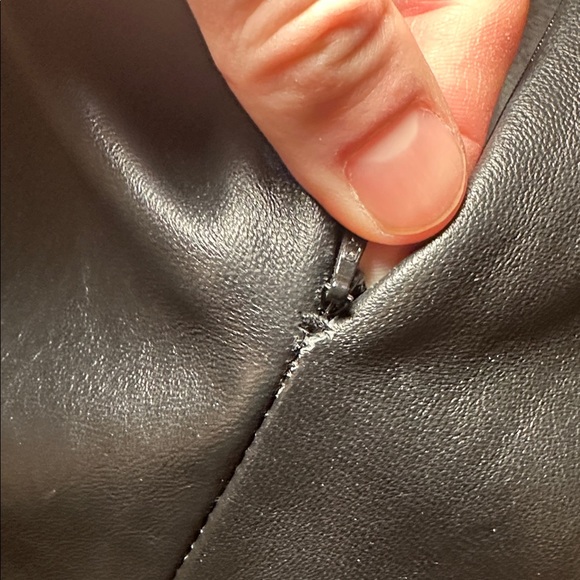 Wilson Leather Black Window Frame Seam Leather Pencil Skirt - 2 - Picture 5 of 7
